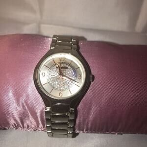 Women's KIM ROGERS Silver Tone Crystal Accent Dress/Formal Bracelet Watch,Quartz